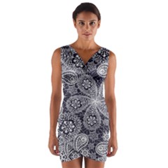 White Flower Mandala Wrap Front Bodycon Dress by goljakoff