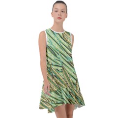 Green Leaves Frill Swing Dress by goljakoff