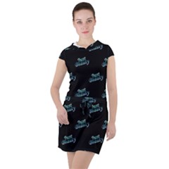 Just Beauty Words Motif Print Pattern Drawstring Hooded Dress by dflcprintsclothing