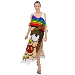  Rainbow Stoner Owl Maxi Chiffon Cover Up Dress by IIPhotographyAndDesigns