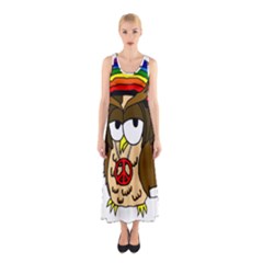  Rainbow Stoner Owl Sleeveless Maxi Dress by IIPhotographyAndDesigns