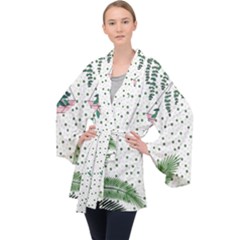 Plants Flowers Nature Blossom Long Sleeve Velvet Kimono  by Mariart