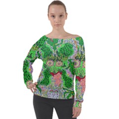 Supersonicfrog Off Shoulder Long Sleeve Velour Top by chellerayartisans