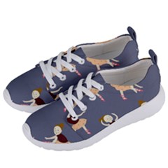 Cute  Pattern With  Dancing Ballerinas On The Blue Background Women s Lightweight Sports Shoes by EvgeniiaBychkova