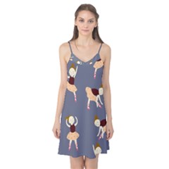 Cute  Pattern With  Dancing Ballerinas On The Blue Background Camis Nightgown by EvgeniiaBychkova