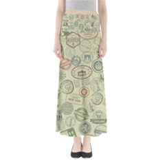 Beige Denim With Logos Full Length Maxi Skirt by ArtsyWishy