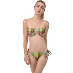 Forest Flowers  Twist Bandeau Bikini Set by ArtsyWishy