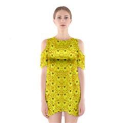 Flowers From Heaven  With A Modern Touch Shoulder Cutout One Piece Dress by pepitasart
