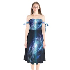 The Galaxy Shoulder Tie Bardot Midi Dress by ArtsyWishy