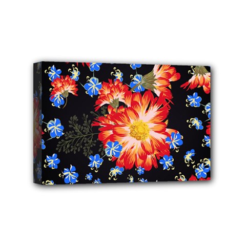 Orange And Blue Chamomiles Design Mini Canvas 6  X 4  (stretched) by ArtsyWishy