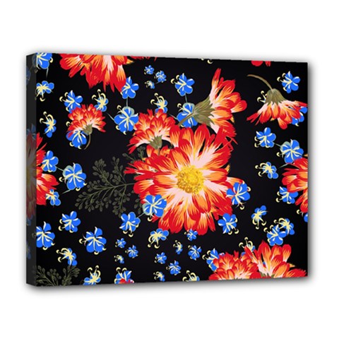 Orange And Blue Chamomiles Design Canvas 14  X 11  (stretched) by ArtsyWishy