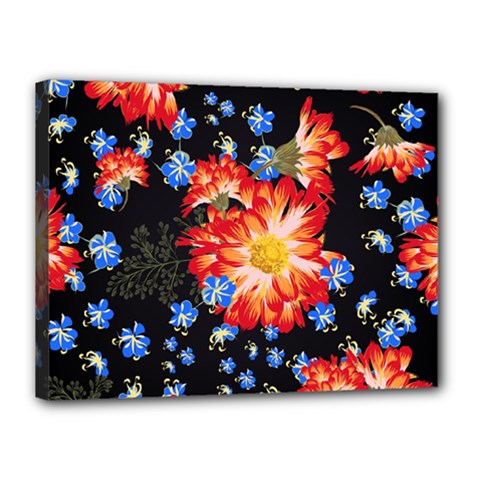 Orange And Blue Chamomiles Design Canvas 16  X 12  (stretched) by ArtsyWishy