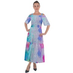 Rainbow Paint Shoulder Straps Boho Maxi Dress  by goljakoff