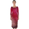 Red galaxy paint Quarter Sleeve Midi Bodycon Dress View1