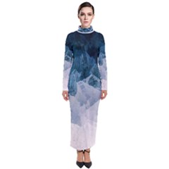 Blue Ocean Waves Turtleneck Maxi Dress by goljakoff