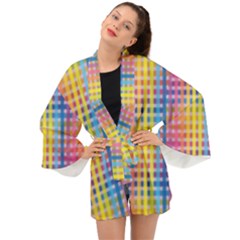 Digital Paper Stripes Rainbow Colors Long Sleeve Kimono by HermanTelo