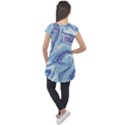 Blue Vivid Marble Pattern Cap Sleeve High Low Top View2