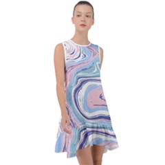 Rose And Blue Vivid Marble Pattern 11 Frill Swing Dress by goljakoff