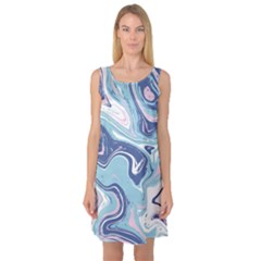 Blue Vivid Marble Pattern 12 Sleeveless Satin Nightdress by goljakoff