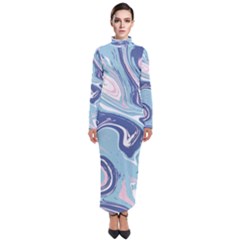 Blue Vivid Marble Pattern 12 Turtleneck Maxi Dress by goljakoff