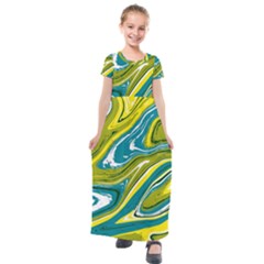 Vector Vivid Marble Pattern 13 Kids  Short Sleeve Maxi Dress by goljakoff