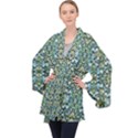 Stones Ornament Mosaic Print Pattern Long Sleeve Velvet Kimono  View1