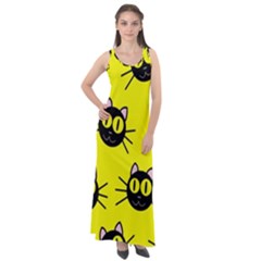 Cats Heads Pattern Design Sleeveless Velour Maxi Dress by Amaryn4rt