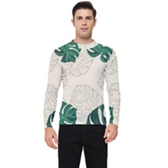 Green Monstera Leaf Illustrations Men s Long Sleeve Rash Guard by HermanTelo