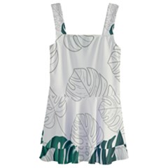 Green Monstera Leaf Illustrations Kids  Layered Skirt Swimsuit by HermanTelo