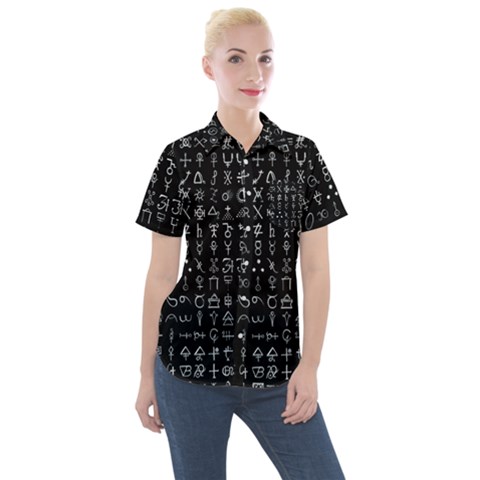 Alchemical Symbols - Collected Inverted Women s Short Sleeve Pocket Shirt by WetdryvacsLair