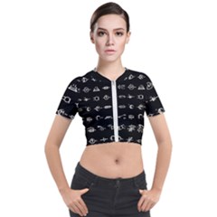 Electrical Symbols Callgraphy Short Run Inverted Short Sleeve Cropped Jacket by WetdryvacsLair