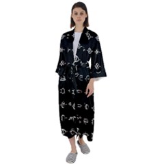 Electrical Symbols Callgraphy Short Run Inverted Maxi Satin Kimono by WetdryvacsLair