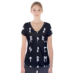 Elder Futhark Rune Set Collected Inverted Short Sleeve Front Detail Top by WetdryvacsLair