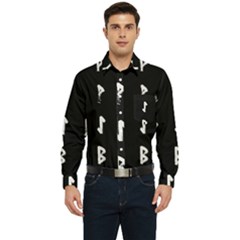 Elder Futhark Rune Set Collected Inverted Men s Long Sleeve Pocket Shirt  by WetdryvacsLair