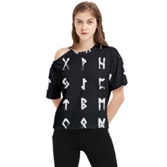 Elder Futhark Rune Set Collected Inverted One Shoulder Cut Out Tee by WetdryvacsLair