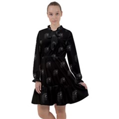 Arfican Head Sculpture Motif Print Pattern All Frills Chiffon Dress by dflcprintsclothing