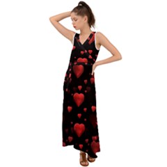 Multicoeur V-neck Chiffon Maxi Dress by sfbijiart