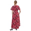 Baatik Red Pattern Front Wrap High Low Dress View2