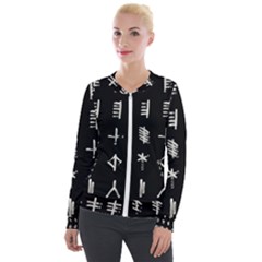 Ogham Rune Set Complete Inverted Velvet Zip Up Jacket by WetdryvacsLair