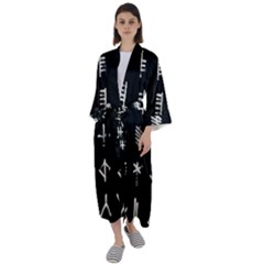 Ogham Rune Set Complete Inverted Maxi Satin Kimono by WetdryvacsLair