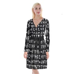 Macromannic Runes Collected Inverted Long Sleeve Velvet Front Wrap Dress by WetdryvacsLair