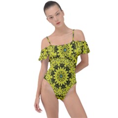 Yellow Kolodo Frill Detail One Piece Swimsuit by Sparkle