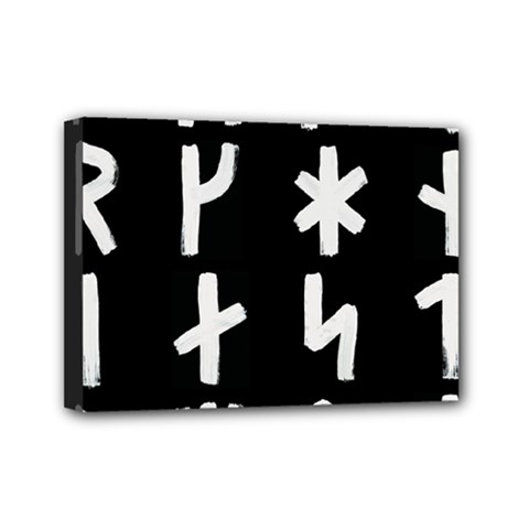 Younger Futhark Rune Set Collected Inverted Mini Canvas 7  X 5  (stretched) by WetdryvacsLair