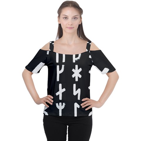 Younger Futhark Rune Set Collected Inverted Cutout Shoulder Tee by WetdryvacsLair