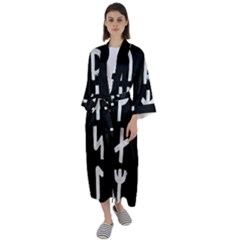 Younger Futhark Rune Set Collected Inverted Maxi Satin Kimono by WetdryvacsLair