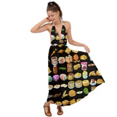 Glitch Glitchen Food Pattern One Backless Maxi Beach Dress by WetdryvacsLair