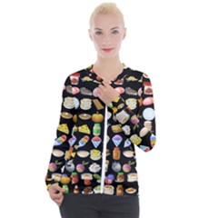 Glitch Glitchen Food Pattern Two Casual Zip Up Jacket by WetdryvacsLair