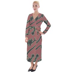 Tropical Style Floral Motif Print Pattern Velvet Maxi Wrap Dress by dflcprintsclothing