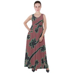 Tropical Style Floral Motif Print Pattern Empire Waist Velour Maxi Dress by dflcprintsclothing