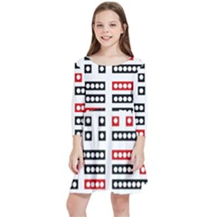 Geometric Sequence Print Pattern Design Kids  Quarter Sleeve Skater Dress by dflcprintsclothing